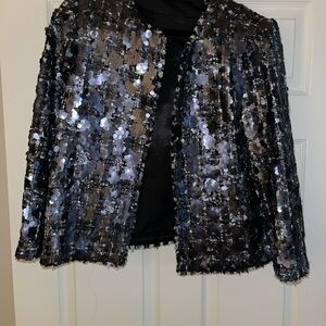 Zara Black and Silver Sequin Blazer